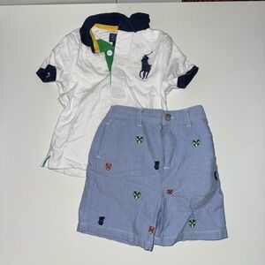 Polo by Ralph Lauren Kids White Polo Shirt and shorts set